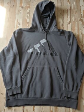 Adidas Men’s Grey Hooded Pullover Sweatshirt